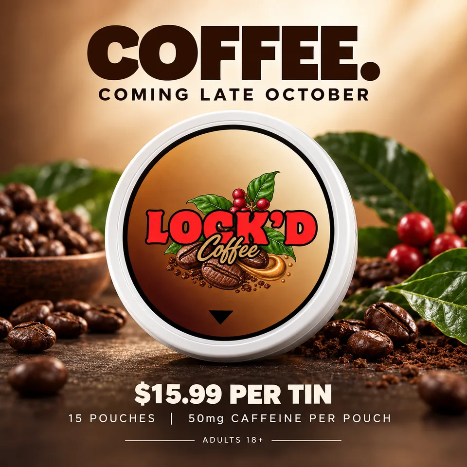 LOCK'D Coffee caffeine pouch tin with coffee beans